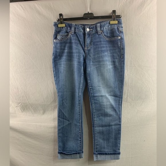 INC International Concepts Denim - Low Rise Embellished Crop Jeans